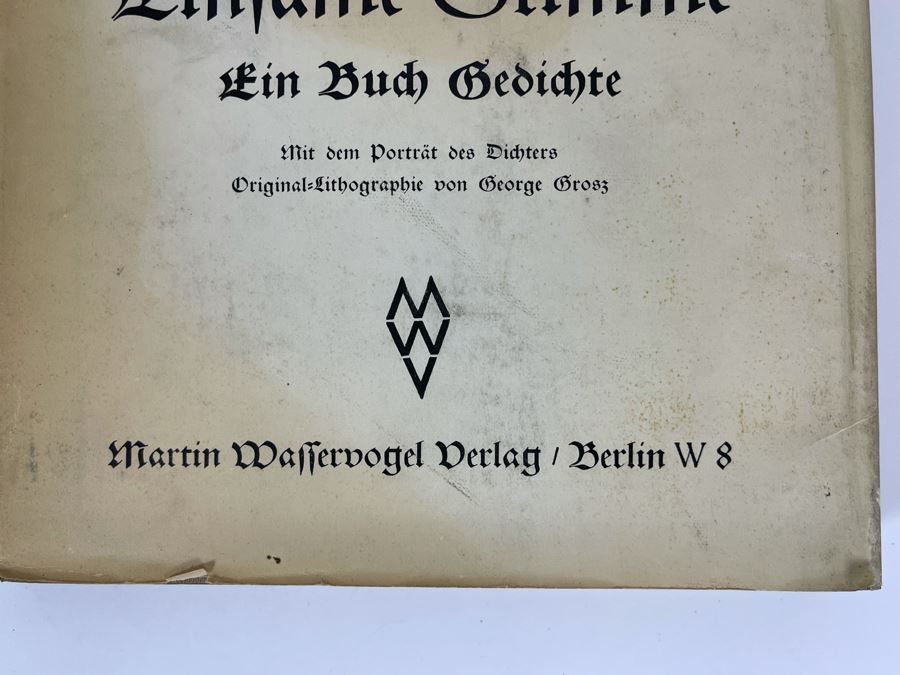 Max Herrmann German Poems Book Einsame Stimme Ein Buch Gedichte Published By Martin Wasservogel Verlag Berlin [Photo 3]