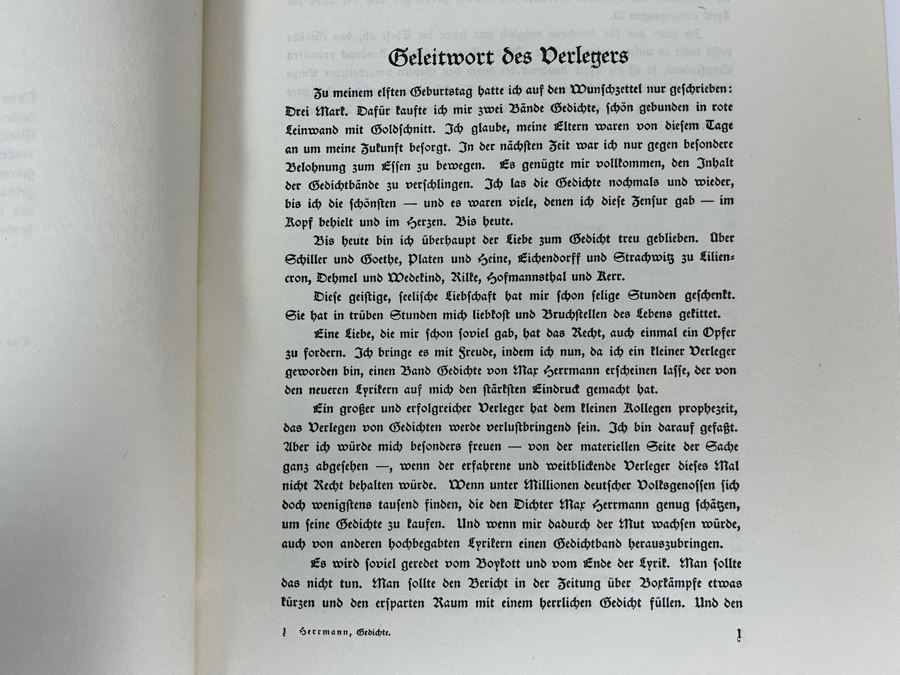 Max Herrmann German Poems Book Einsame Stimme Ein Buch Gedichte Published By Martin Wasservogel Verlag Berlin [Photo 8]