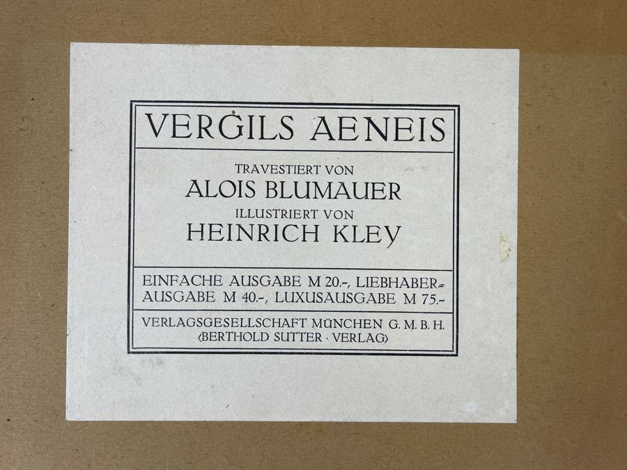 Vergils Aeneis German Book With Illustrations By Heinrich Kley (The Man Who Inspired Disney) [Photo 3]