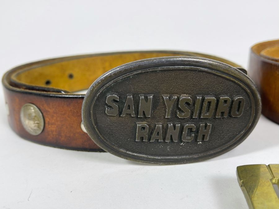 Brass Belt Buckles And Leather Belts (Size 36-38): USC, San Ysidro Ranch By Mastercraft, Whales 1978 By John A. L. Osborn [Photo 5]