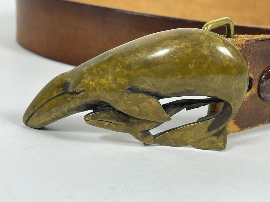 Brass Belt Buckles And Leather Belts (Size 36-38): USC, San Ysidro Ranch By Mastercraft, Whales 1978 By John A. L. Osborn [Photo 10]