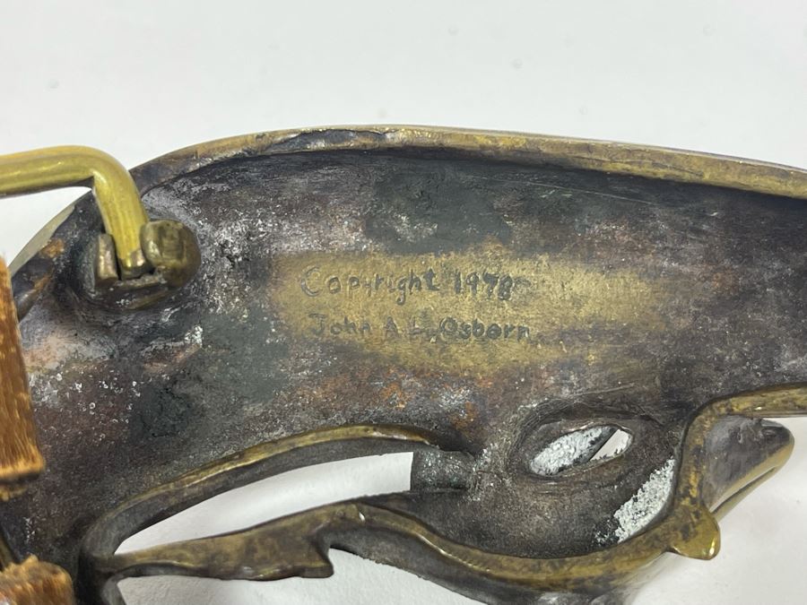 Brass Belt Buckles And Leather Belts (Size 36-38): USC, San Ysidro Ranch By Mastercraft, Whales 1978 By John A. L. Osborn [Photo 11]