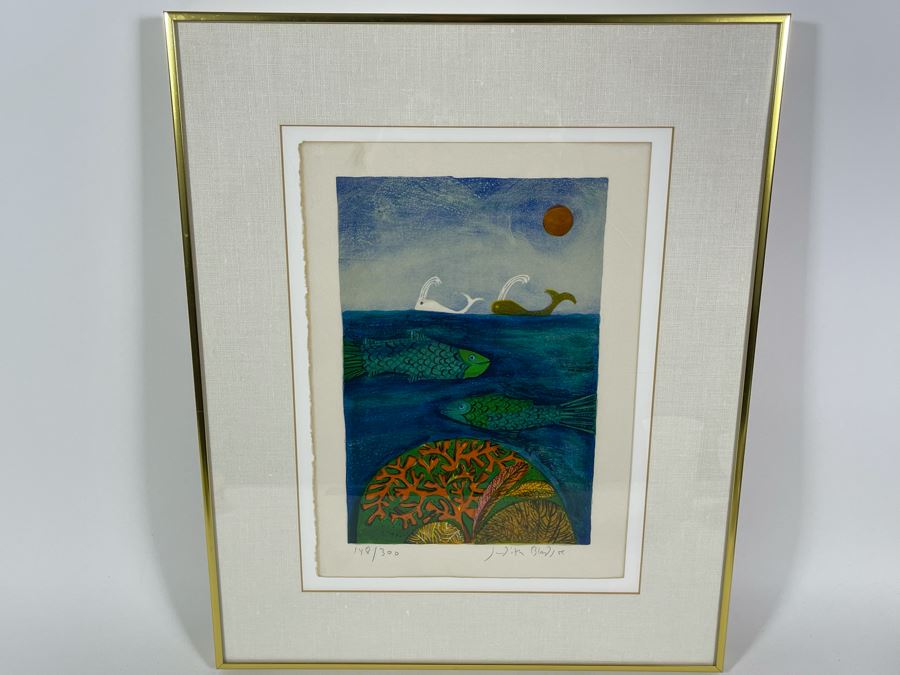 Judith Bledsoe Hand Signed Limited Edition Framed Print Titled Whales 10.5 X 15 [Photo 2]