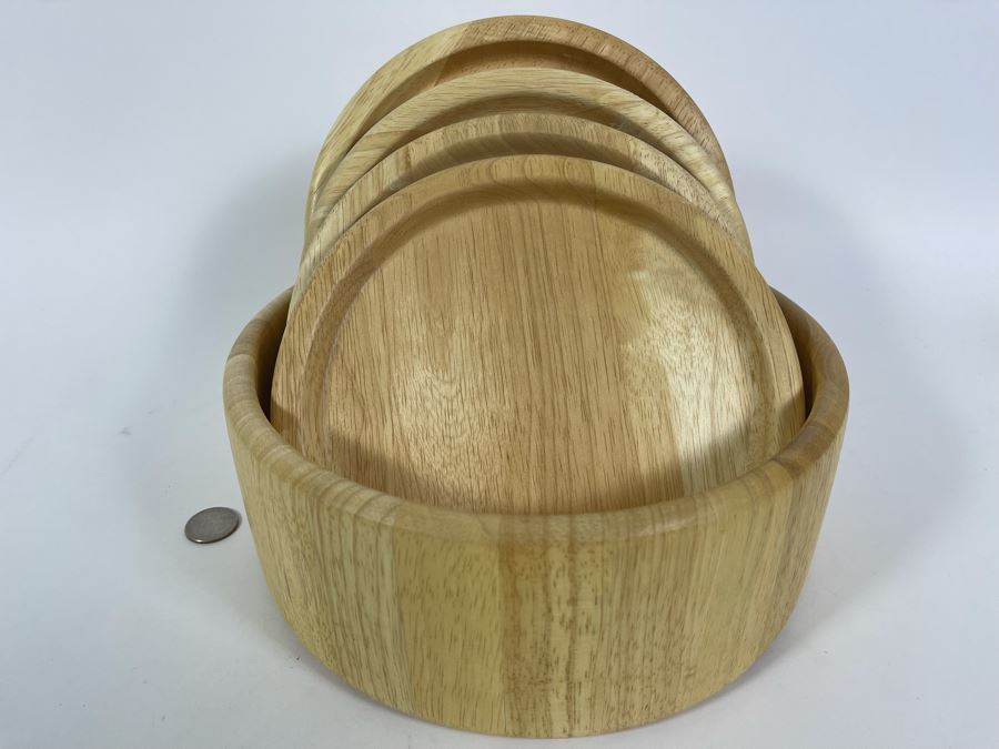Wooden Bowl 9.5W And Four Wooden Plates 8W [Photo 2]