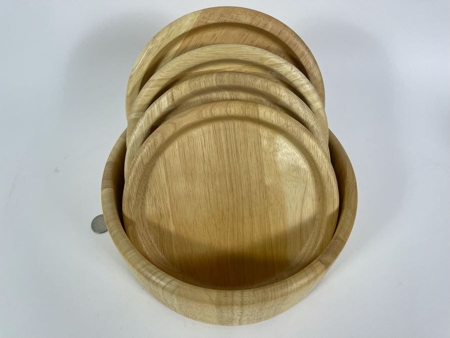 Wooden Bowl 9.5W And Four Wooden Plates 8W [Photo 3]