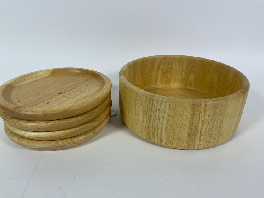 Wooden Bowl 9.5W And Four Wooden Plates 8W [Photo 4]