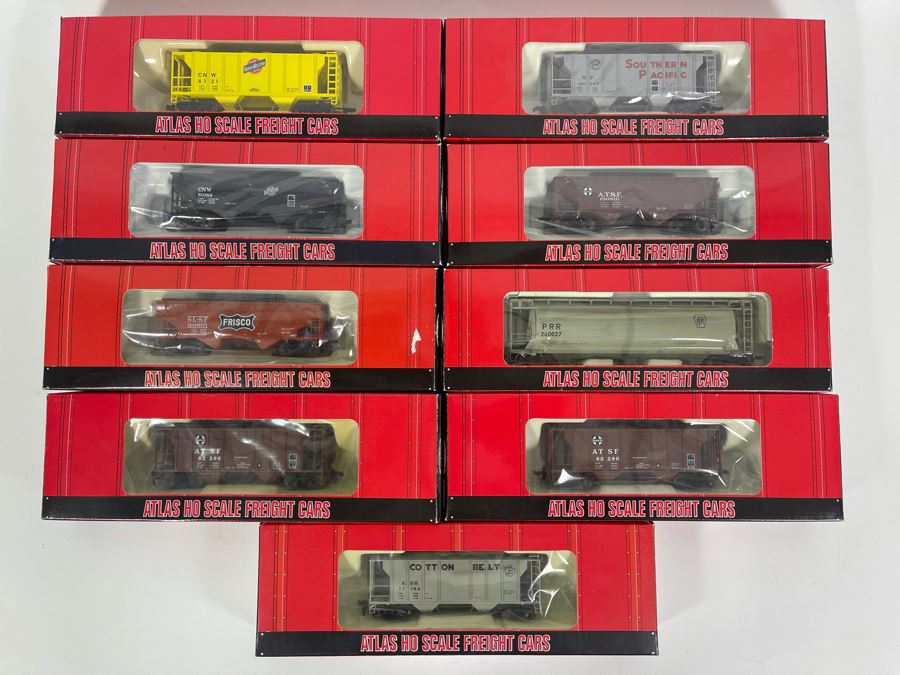 Collection Of Nine Atlas Ho Scale Freight Cars Trains - See Photos For