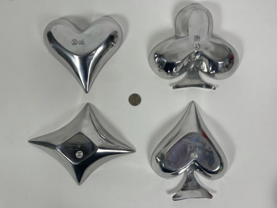Set Of Four Metal Playing Card Suit Themed Bowls [Photo 8]