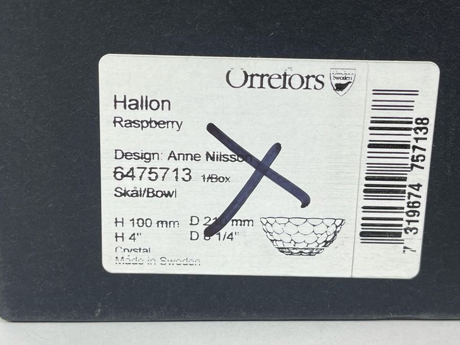 Orrefors Hallon Raspberry Bowl By Anne Nilsson Made In Sweden With Box 8.25R X 4H [Photo 12]