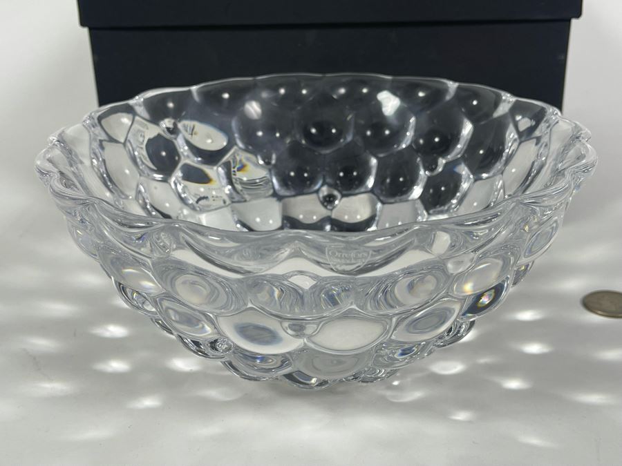 Orrefors Hallon Raspberry Bowl By Anne Nilsson Made In Sweden With Box 8.25R X 4H [Photo 5]