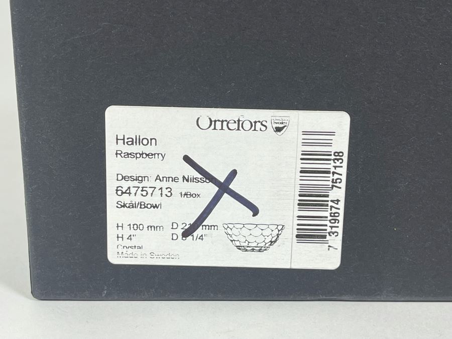 Orrefors Hallon Raspberry Bowl By Anne Nilsson Made In Sweden With Box 8.25R X 4H [Photo 10]
