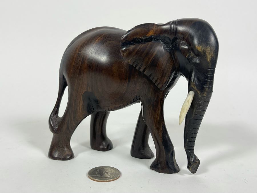Carved Wooden Elephant Figurine 5.5W X 3D X 4.5H [Photo 2]