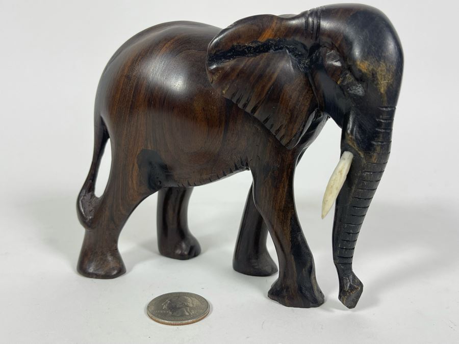 Carved Wooden Elephant Figurine 5.5W X 3D X 4.5H [Photo 3]