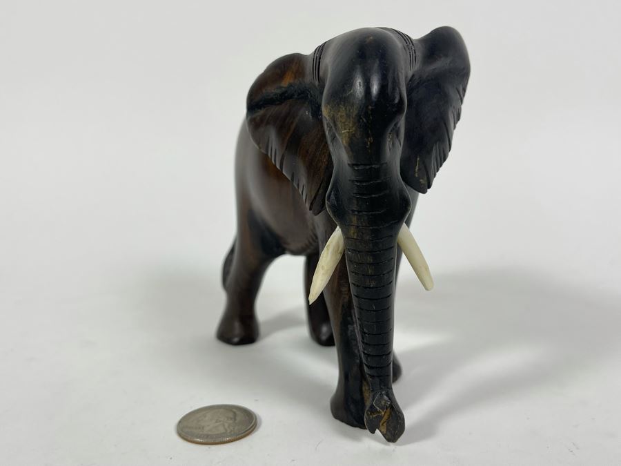 Carved Wooden Elephant Figurine 5.5W X 3D X 4.5H [Photo 5]