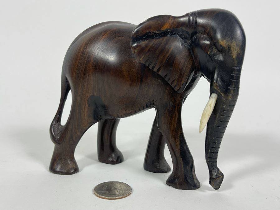 Carved Wooden Elephant Figurine 5.5W X 3D X 4.5H [Photo 1]
