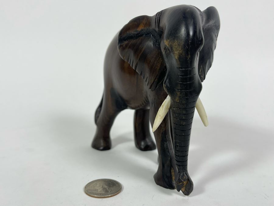 Carved Wooden Elephant Figurine 5.5W X 3D X 4.5H [Photo 4]