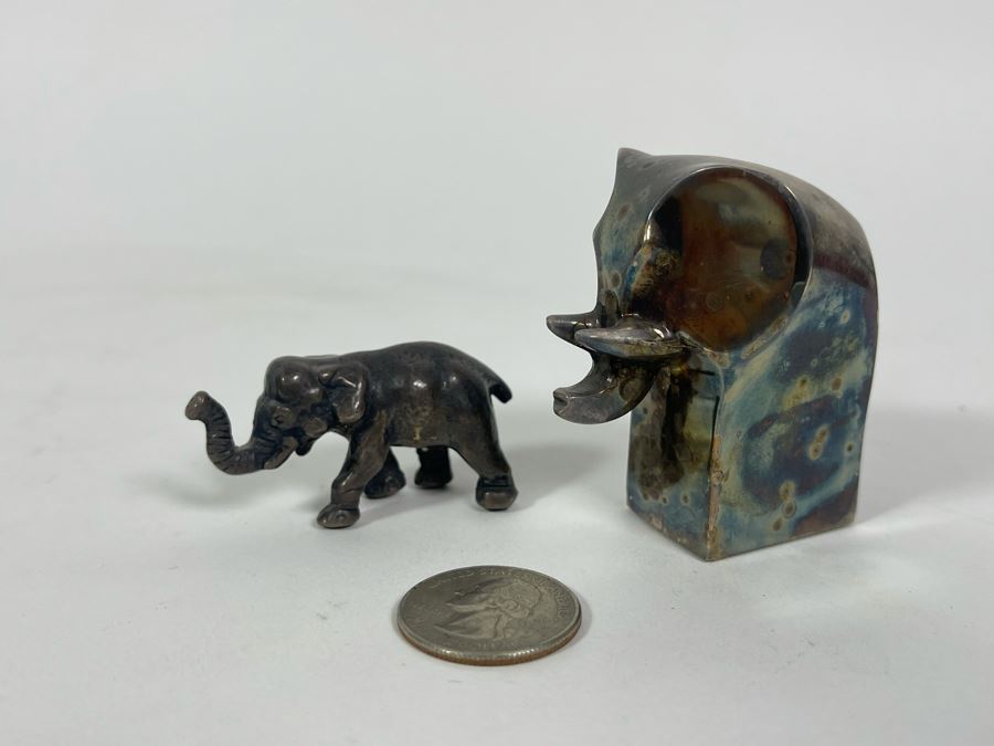 Pair Of Silverplate Elephants (Right Elephant Is Dansk Designs) [Photo 2]