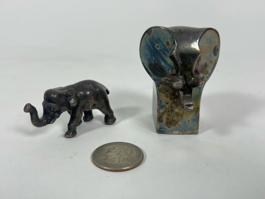 Pair Of Silverplate Elephants (Right Elephant Is Dansk Designs) [Photo 4]
