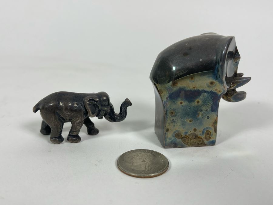 Pair Of Silverplate Elephants (Right Elephant Is Dansk Designs) [Photo 5]