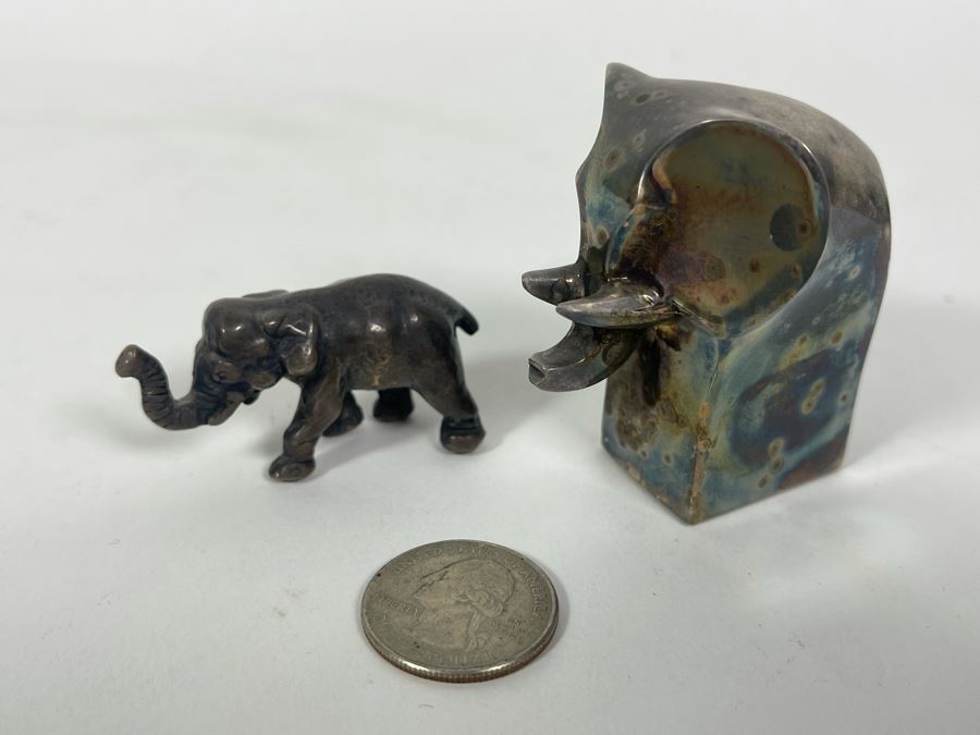 Pair Of Silverplate Elephants (Right Elephant Is Dansk Designs) [Photo 3]