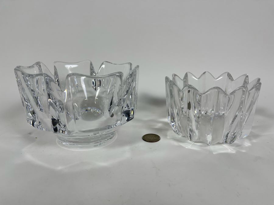 Pair Of Crystal Bowls - Right Is Orrefors Sweden 6W And 4.5W [Photo 2]