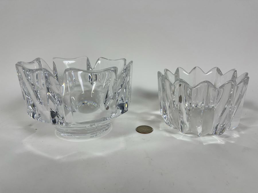 Pair Of Crystal Bowls - Right Is Orrefors Sweden 6W And 4.5W