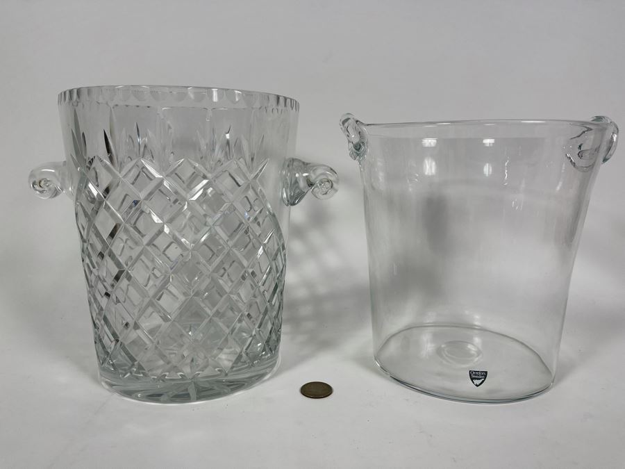 Orrefors Sweden Crystal Ice Bucket 8H (R) And Large Crystal Ice Bucket 8.5H [Photo 3]