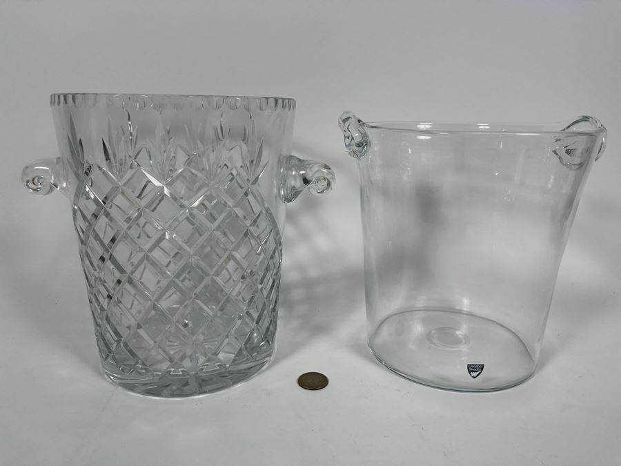 Orrefors Sweden Crystal Ice Bucket 8H (R) And Large Crystal Ice Bucket 8.5H [Photo 2]
