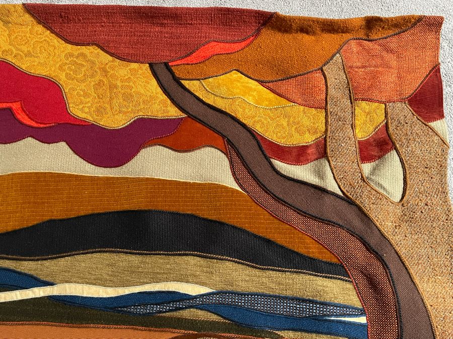 Helen Webber San Francisco Signed Wall Tapestry Artwork Of Bird 1980 46.5 X 51 [Photo 12]