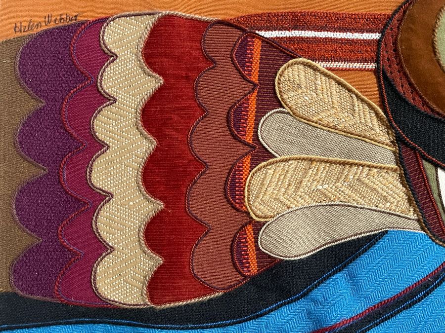 Helen Webber San Francisco Signed Wall Tapestry Artwork Of Bird 1980 46.5 X 51 [Photo 9]