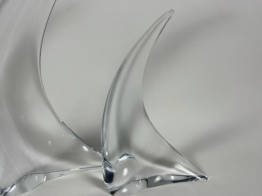 Pair Of Signed Marcolin Swedish Modern Art Crystal Sculptures 15H And 9.5H (See Photos For Several Chips On Base Of Each Sculpture) [Photo 3]