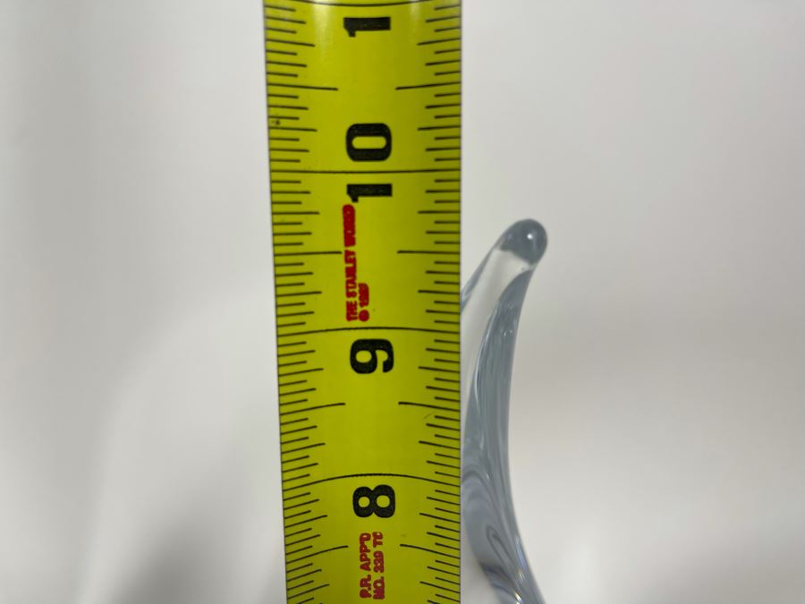 Pair Of Signed Marcolin Swedish Modern Art Crystal Sculptures 15H And 9.5H (See Photos For Several Chips On Base Of Each Sculpture) [Photo 25]