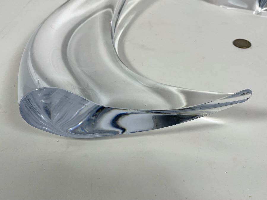 Pair Of Signed Marcolin Swedish Modern Art Crystal Sculptures 15H And 9.5H (See Photos For Several Chips On Base Of Each Sculpture) [Photo 8]