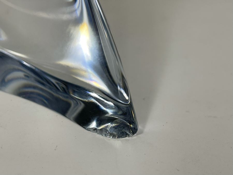 Pair Of Signed Marcolin Swedish Modern Art Crystal Sculptures 15H And 9.5H (See Photos For Several Chips On Base Of Each Sculpture) [Photo 16]