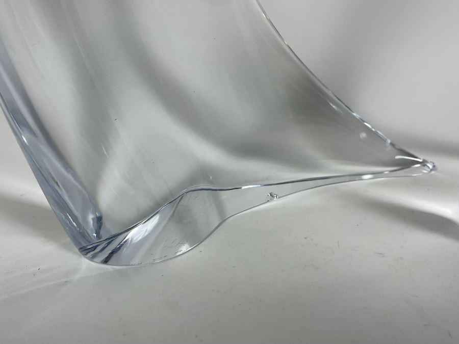 Pair Of Signed Marcolin Swedish Modern Art Crystal Sculptures 15H And 9.5H (See Photos For Several Chips On Base Of Each Sculpture) [Photo 5]