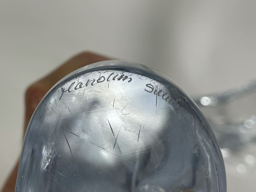 Pair Of Signed Marcolin Swedish Modern Art Crystal Sculptures 15H And 9.5H (See Photos For Several Chips On Base Of Each Sculpture) [Photo 14]