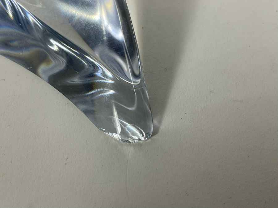 Pair Of Signed Marcolin Swedish Modern Art Crystal Sculptures 15H And 9.5H (See Photos For Several Chips On Base Of Each Sculpture) [Photo 17]