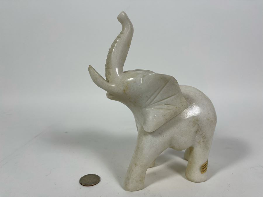 Carved Marble Elephant Figurine 6W X 3.5D X 8H [Photo 2]