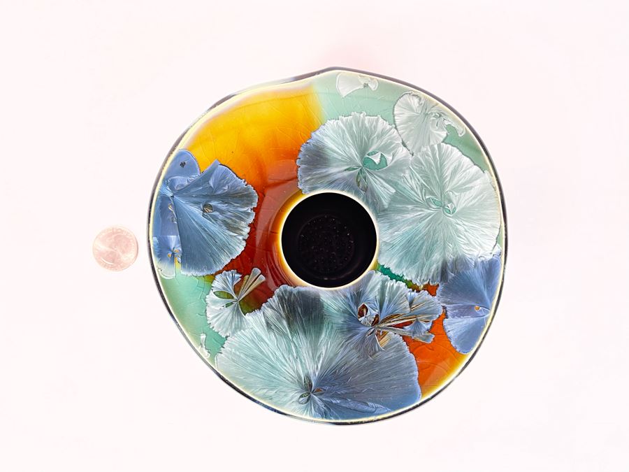 Signed Pottery Vase Floral Display Frog 6W X 1.5H [Photo 3]