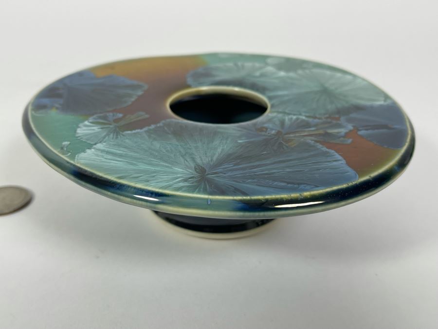 Signed Pottery Vase Floral Display Frog 6W X 1.5H [Photo 2]