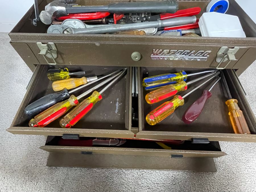 Waterloo Industrial Machinist Toolbox Loaded With Tools Including Snap-On, Craftsman, Mercedes-Benz Wrenches 21W X 9D X 13.5H - See Photos [Photo 11]