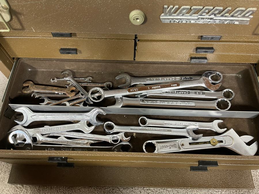 Waterloo Industrial Machinist Toolbox Loaded With Tools Including Snap-On, Craftsman, Mercedes-Benz Wrenches 21W X 9D X 13.5H - See Photos [Photo 19]