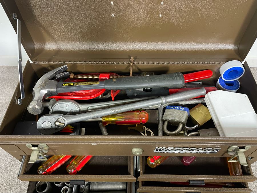 Waterloo Industrial Machinist Toolbox Loaded With Tools Including Snap-On, Craftsman, Mercedes-Benz Wrenches 21W X 9D X 13.5H - See Photos [Photo 5]