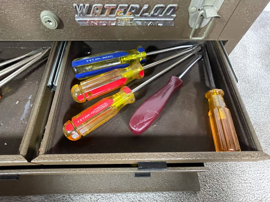 Waterloo Industrial Machinist Toolbox Loaded With Tools Including Snap-On, Craftsman, Mercedes-Benz Wrenches 21W X 9D X 13.5H - See Photos [Photo 12]
