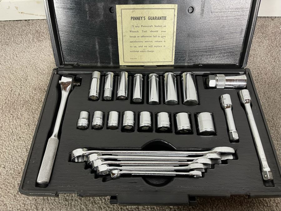 Vintage New Old Stock Penncraft Socket Wrench Tool Set J.C. Penny