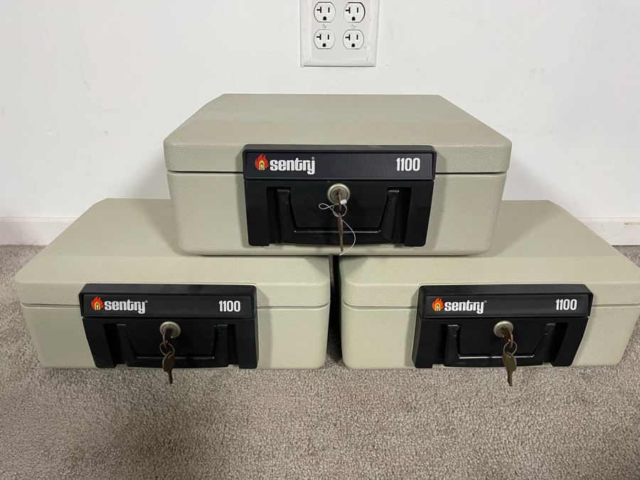 Three Sentry Fire-Safe Security Box Chest Model Safes 1100 14.5W X 11D X 6.5H [Photo 2]