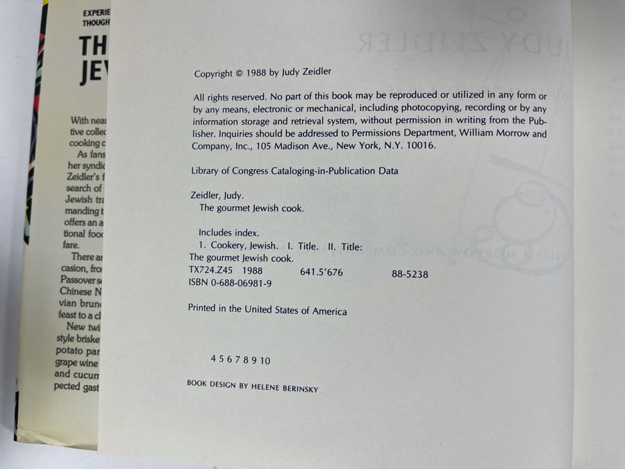 Signed Book The Gourmet Jewish Cook By Judy Zeidler [Photo 7]