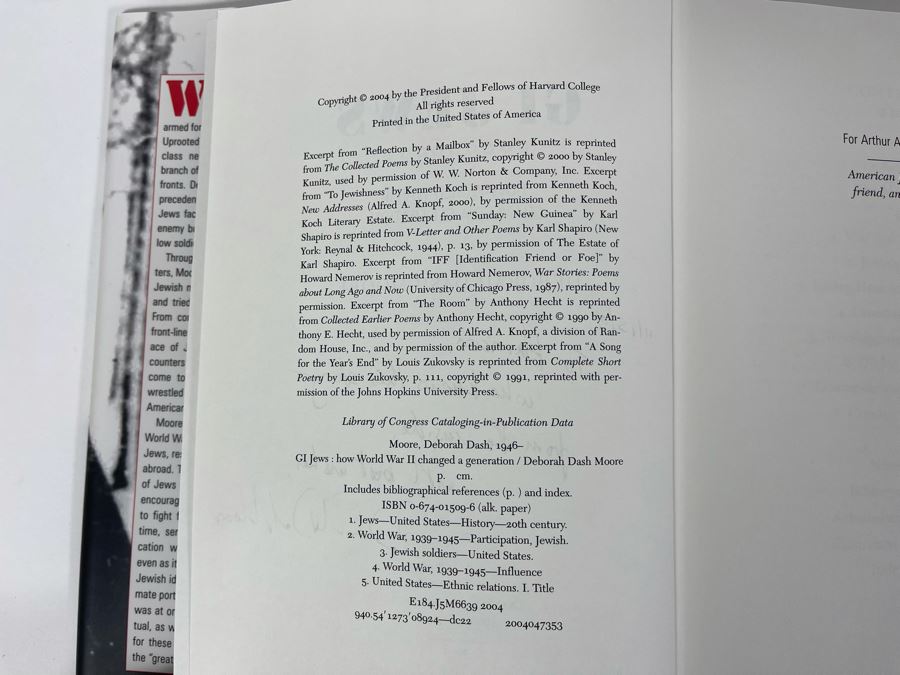 Signed Book GI Jews How World War II Changed A Generation By Deborah Dash Moore [Photo 7]