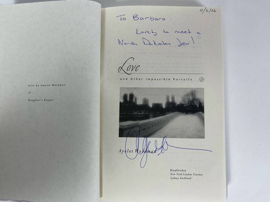 Signed First Edition Book Love And Other Impossible Pursuits By Ayelet Waldman [Photo 4]