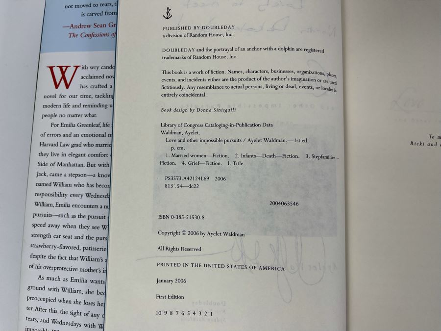 Signed First Edition Book Love And Other Impossible Pursuits By Ayelet Waldman [Photo 7]
